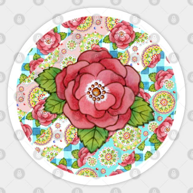 Alpen Rosa Rugosa Sticker by PatriciaSheaArt